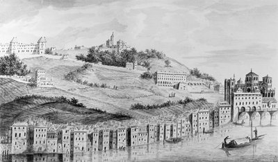 Vista del puerto de la ciudad de Lyon desde el Ródano, 1870 de English School